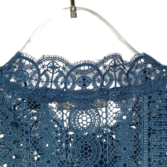 Carlisle Collection Lace Dress &  Slip Dress Set, Button Up, Deep Teal, GORGEOUS - Picture 10 of 16